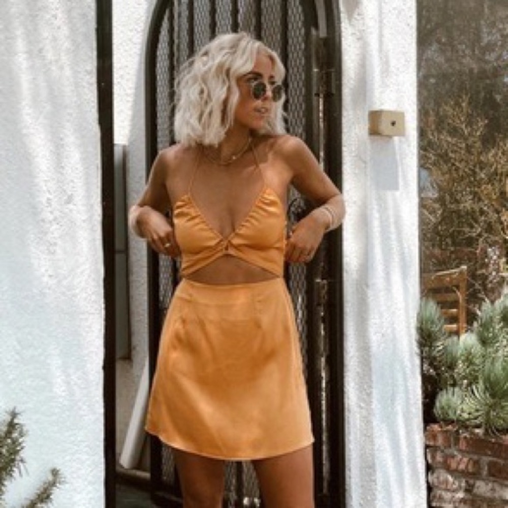 12th Tribe Orange Cutout Mini Dress